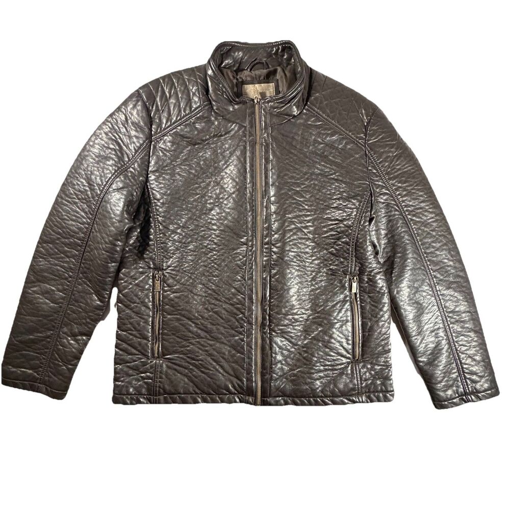 Rainforest RFT Mens Brown Slim-Fit Viscose/PU Leather Jacket Size XL New NWT